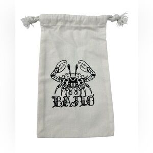 Bajio Sunglasses Protective White Canvas Drawstring Pouch Bag Crab Logo